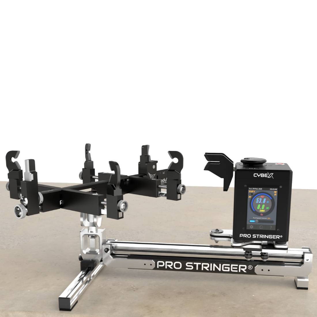 ProPod tabletop setup shown with machine and racquet, sold separately